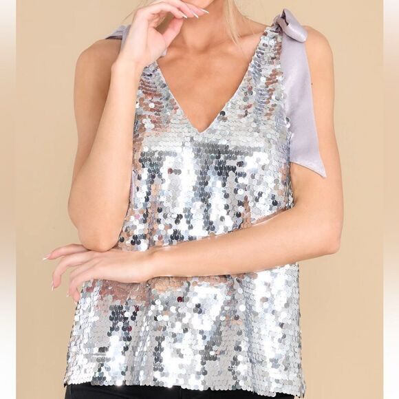 ‎Sequin Shoulder Tie Tank Top - Picture 11 of 16